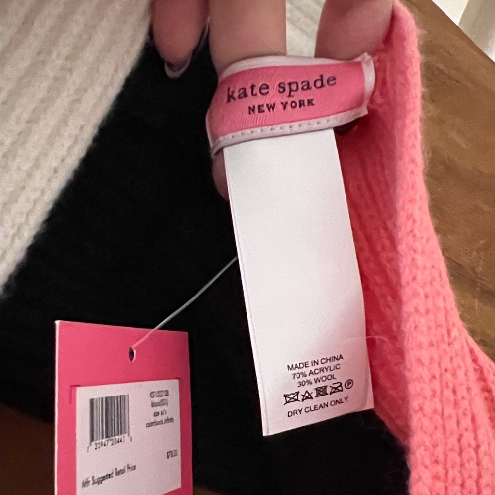 Kate Spade Color Block Infinity Scarf- Black, White, and Pink - Picture 4 of 5
